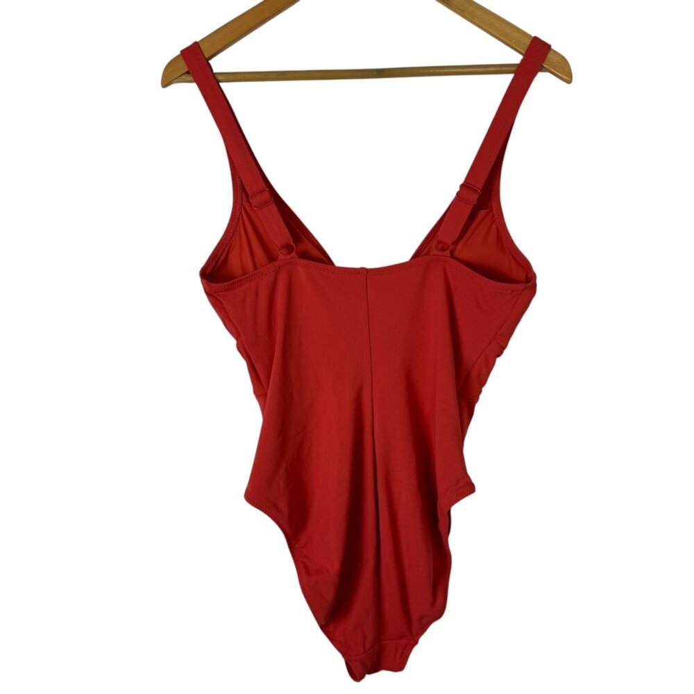 Robin Piccone Ava Knot One Piece Swimsuit Sz 12 Coral Pink Matte Jersey EUC - Picture 5 of 10